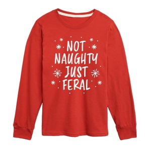 Boys' Instant Message Not Naughty Just Feral Long Sleeve Graphic T-Shirt - Red - Medium - 1 of 4