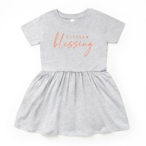 The Juniper Shop Little Blessing Heart Toddler Dress - 4T - Heather Grey - 1 of 4