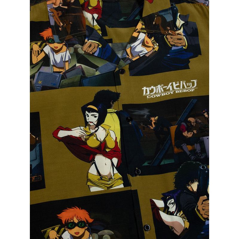 Cowboy Bebop Scenes Short Sleeve Olive ButtonDown Shirt, 3 of 5