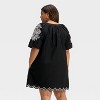 Women's Short Sleeve Eyelet Mini A-Line Dress - Universal Thread™ Black - 2 of 3