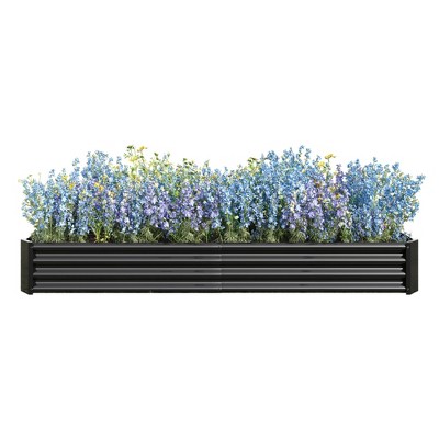 DOMETOUR Raised Garden Bed Kit - Metal Raised Bed Garden 7.6x3.7x0.98ft for Flower Planters, Vegetables Herb