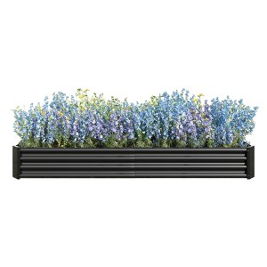 DOMETOUR Raised Garden Bed Kit - Metal Raised Bed Garden 7.6x3.7x0.98ft for Flower Planters, Vegetables Herb - 1 of 4