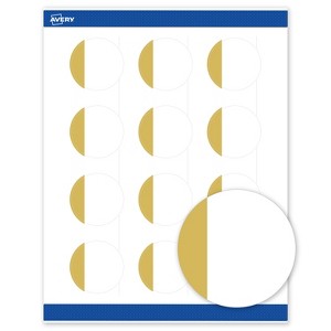 Avery® Labels, 2" Diameter, Dipped Gold Edge, Matte White, 120ct - 1 of 4