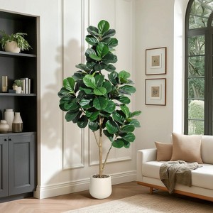 Artificial Fiddle Leaf Fig Tree, Tall Indoor Floor Plant for Home Office Living Room Decor, Housewarming Gift - 1 of 4