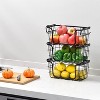 LunaLulinlk Stackable Metal Wire Storage Basket Set for Pantry, Countertop, Kitchen or Bathroom – Black, Set of 3 - 3 of 4