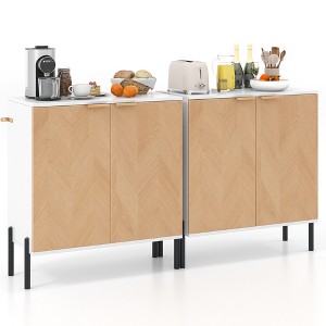 Tangkula 2PCS 2-Door Buffet Cabinet Sideboard Cabinet w/ Shelf Metal Legs&Anti-Tipping Kits - 1 of 4