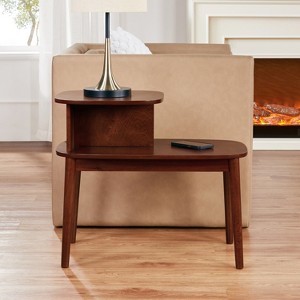 HomeStock Belmont Three Tier End Table with Hidden Storage Drawer, Two Shelves and Nickel Knob Perfect for Organizing Essentials - 1 of 4