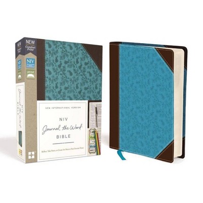 NIV, Journal the Word Bible, Imitation Leather, Brown/Blue, Red Letter Edition, Comfort Print - by  Zondervan (Leather Bound)