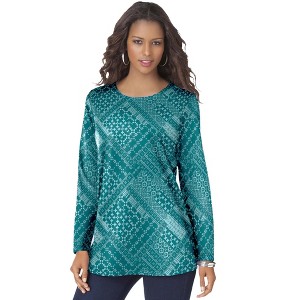 Roaman's Women's Plus Size Long Sleeve Crewneck Ultimate Tee - 1 of 4