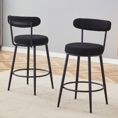 DOMETOUR Ergonomic 35.5 High Bar Chairs, Black Breathable Cushions, Set of 2