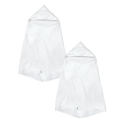 Image of Muslin Hooded Towel made from Organic Cotton (2 pack) - White