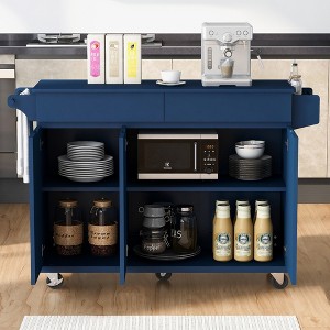 Whisen Kitchen Island with Drop Leaf,Spice Rack, Towel Rack and 2 Drawers - 1 of 4