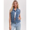 INSPIRE CHIC Women's Sleeveless Turndown Collar Button Down Chest Flap Pockets Washed Denim Vest - 3 of 4