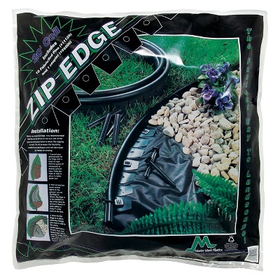 ZipEdge Lawn And Garden Edging 20' With 10 6" Sod Pins - Black - Master Mark Plastics