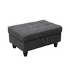 DOMETOUR Black Gray Linen Living Room Storage Ottoman - Upholstered Footstool with Hidden Compartment - 3 of 4