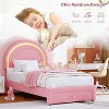 Twin Upholstered LED Bed Frame with Storage Drawer and Rainbow Headboard, Berber Fleece Princess Platform Bed for Kids, Solid Wood Slats Support - 4 of 4