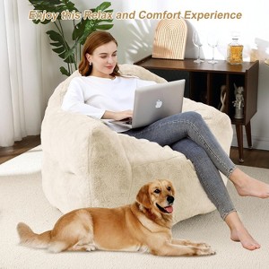Rabbit Velvet-Touch Bean Bag Chair, 320GSM Polyester Accent Chair with High-Resilience Sponge Fill, Ultra Soft Lounge Chair for Living - 1 of 4