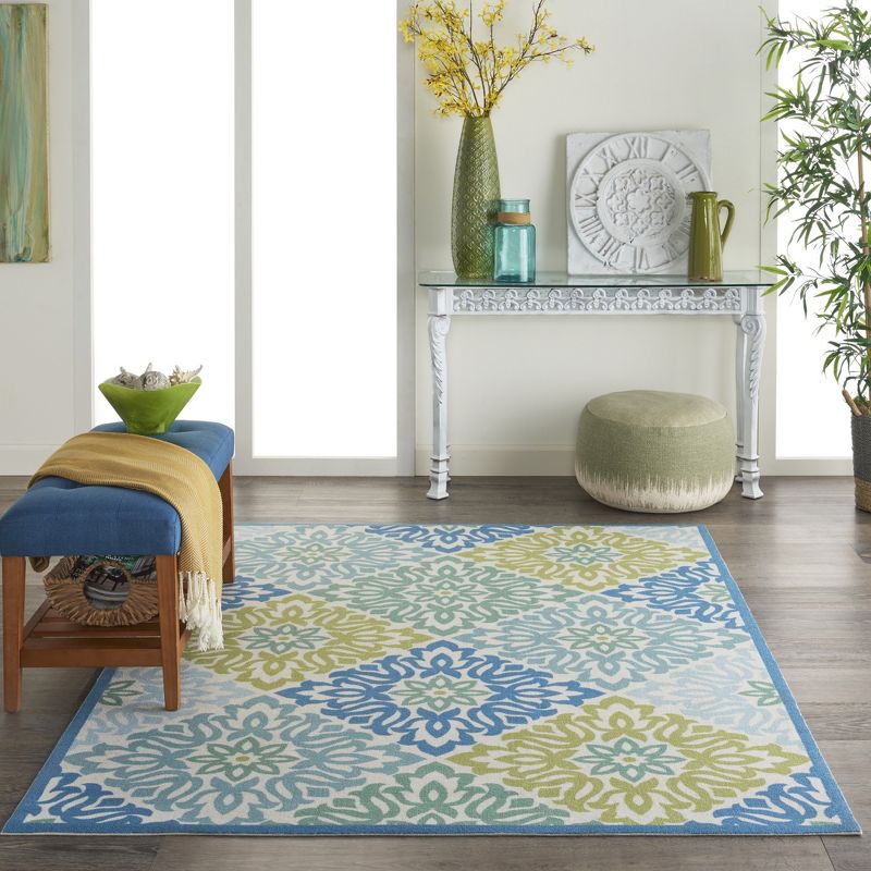 Waverly Sun & Shade "Sweet Things" Blue Indoor/Outdoor Area Rug by Nourison, 3 of 14