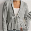 Coolmee Women's Cropped Cardigan Lightweight Draped Open Front Cardigan Long Sleeve Sweaters Peplum Knit Tops - 2 of 2