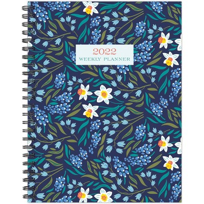 2022 Weekly Planner Softcover 6.5"x8.5" Blue Flowers - Willow Creek Press