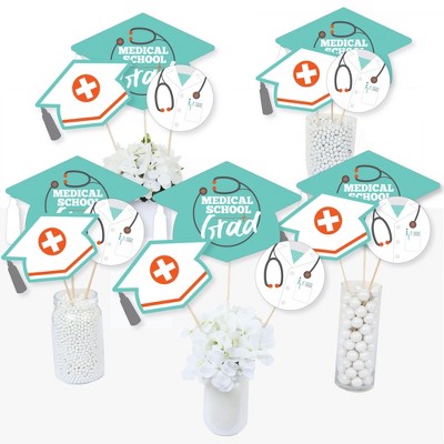 Big Dot of Happiness Medical School Grad - Doctor Graduation Party Centerpiece Sticks - Table Toppers - Set of 15