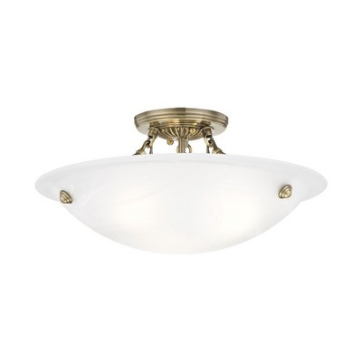 Livex Lighting Oasis 3 - Light Flush Mount in  Antique Brass
