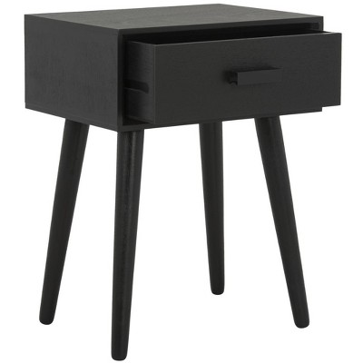 Lyle Transitional Black Pine Wood Rectangular Side Table with Storage