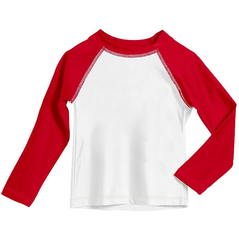 City Threads USA-Made Swim UPF 50+ Boys Color Block Long Sleeve Rashguard Shirt, 1 of 4