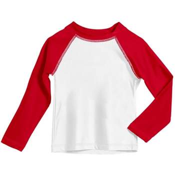 City Threads USA-Made Swim UPF 50+ Boys Color Block Long Sleeve Rashguard Shirt