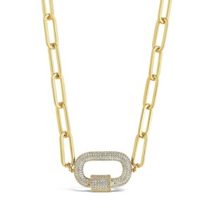 SHINE by Sterling Forever Pave CZ Carabiner Lock Necklace - 1 of 2