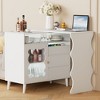 Bella Depot 41"-79"L L-Shaped Desk  Sideboard Buffet Cabinet with Drawers - 4 of 4