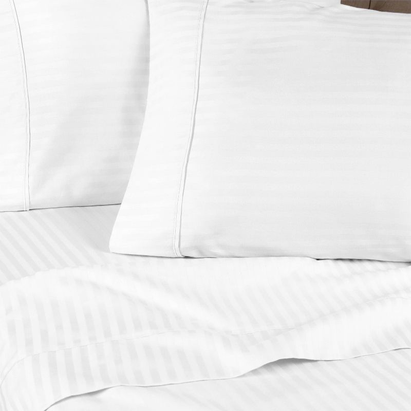 400 Thread Count Cotton Stripe Deep Pocket Luxury 4 Piece Bed Sheet Set by Blue Nile Mills, 3 of 8