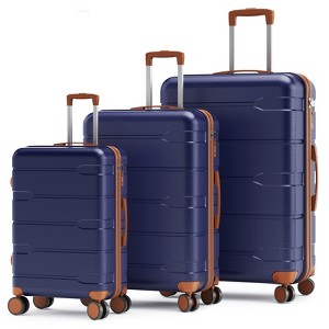 SKONYON 3-Piece Luggage Set, ABS+PC Hardshell Suitcase with YKK Zipper, Spinner Wheels, TSA Lock – 20", 24", 28", Blue - 1 of 4