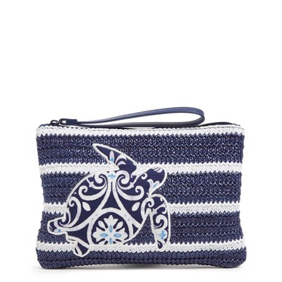 Vera Bradley Women's Outlet Straw Wristlet Steel Blue Medallion