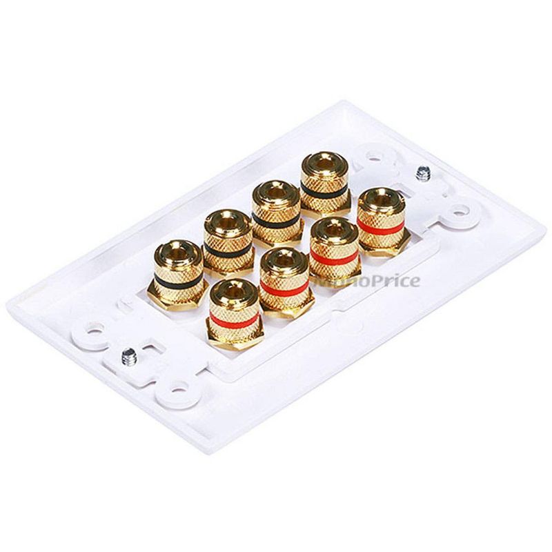 Monoprice High Quality Banana Binding Post Two-Piece Inset Wall Plate For 4 Speakers - Coupler Type, 2 of 5