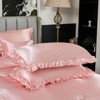 Satin Ruffle Comforter Set with Sheets – 8-Piece Bed in a Bag, Ruched Pleated Luxury Bedding with Pillowcases & Cushion Cover - 3 of 4