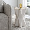 Uttermost White Faux Shagreen Accent Table – Gold Leaf Star Design - 2 of 4