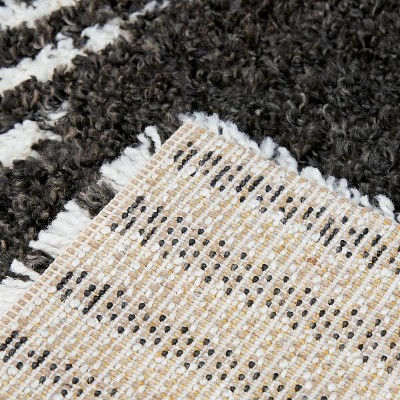 Charcoal and White Stripe Shag Kids' Rug 5' x 7'