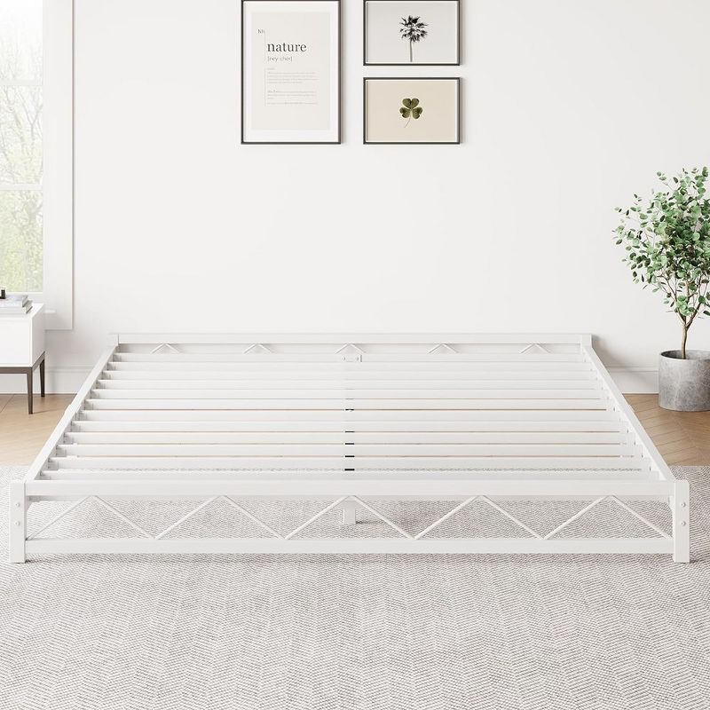 Whizmax 6 Inch Queen Size Metal Platform Bed Frame with Wavy Pattern, Mattress Foundation, No Box Spring Needed, Easy Assembly, White, 2 of 8
