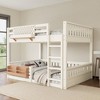 Bellemave Queen Bunk Bed with Ladder and Guardrails, Pegboard and bookshelf, Beige - 3 of 4