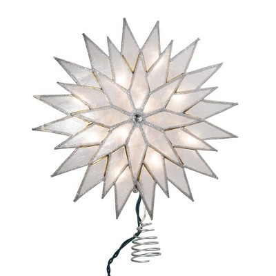Kurt Adler 9-Inch Silver Sunburst Capiz Lighted Treetop
