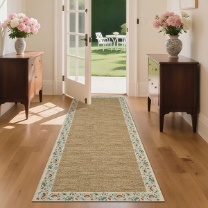 Coucheta Washable Modern Floral Area Rug, Minimalist Bordered Low Pile Carpet, Non-Slip & Stain Resistant for Living Room, Bedroom & Nursery - 1 of 4