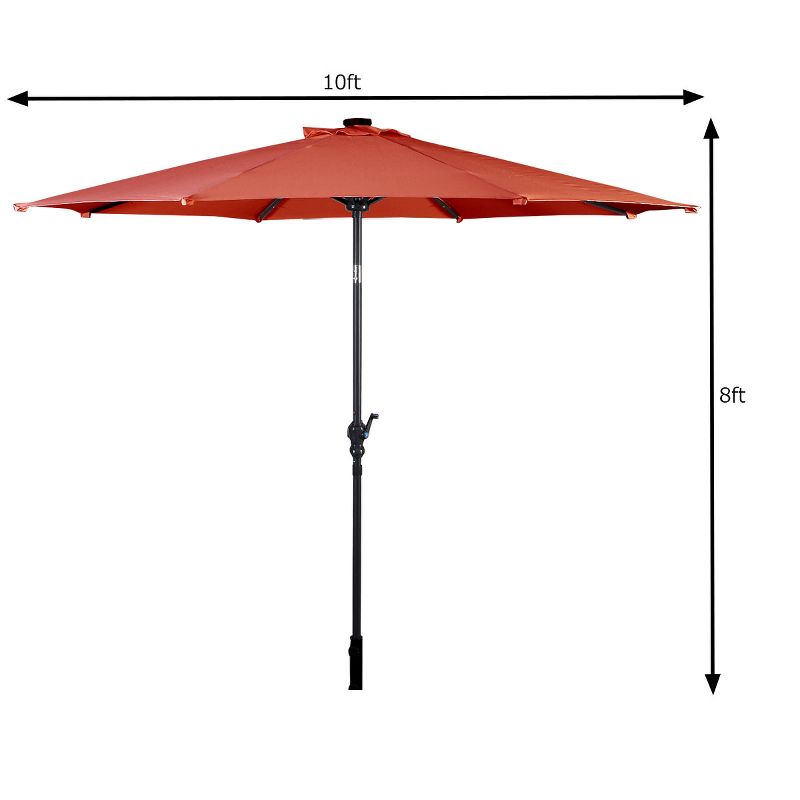 Costway 10FT Patio Solar Umbrella LED Patio Market Steel Tilt W/Crank Outdoor OrangeBlue New, 3 of 9