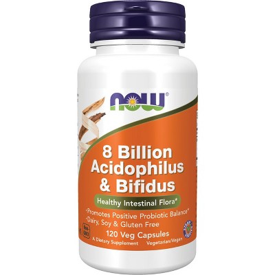 NOW 8 Billion Acidophilus & Bifidus 8 Billion Cfu 120 Veg Capsules.