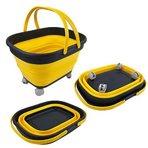 SAMMART 17L(4.5 Gallon) Collapsible Basket with Handle and 360˚ Rotating Wheels - 1 of 4