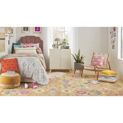 Sunburst Floral Bliss 9' x 12' Easy-Care Synthetic Area Rug