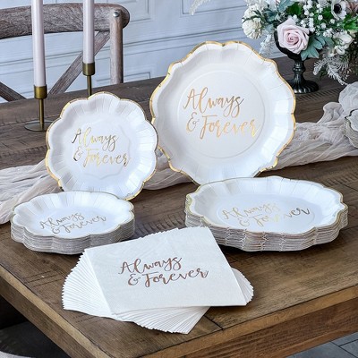 Always & Forever White and Gold 72 Piece Party Tableware Set