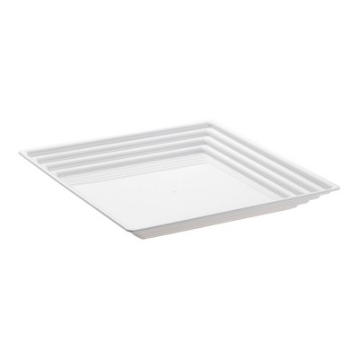 Smarty Had A Party 12" x 12" White Square Plastic Serving Trays - 24 pcs