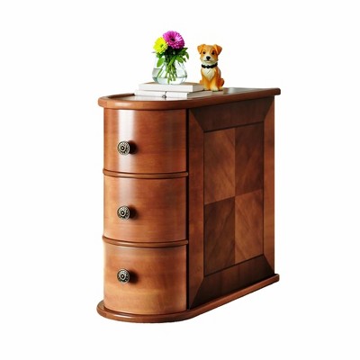 Lirago, Wood End Table with 2 Drawers - Fully Assembled Narrow Nightstand/Side Table, Walnut