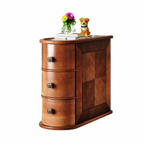 Lirago, Wood End Table with 2 Drawers - Fully Assembled Narrow Nightstand/Side Table, Walnut - 1 of 4
